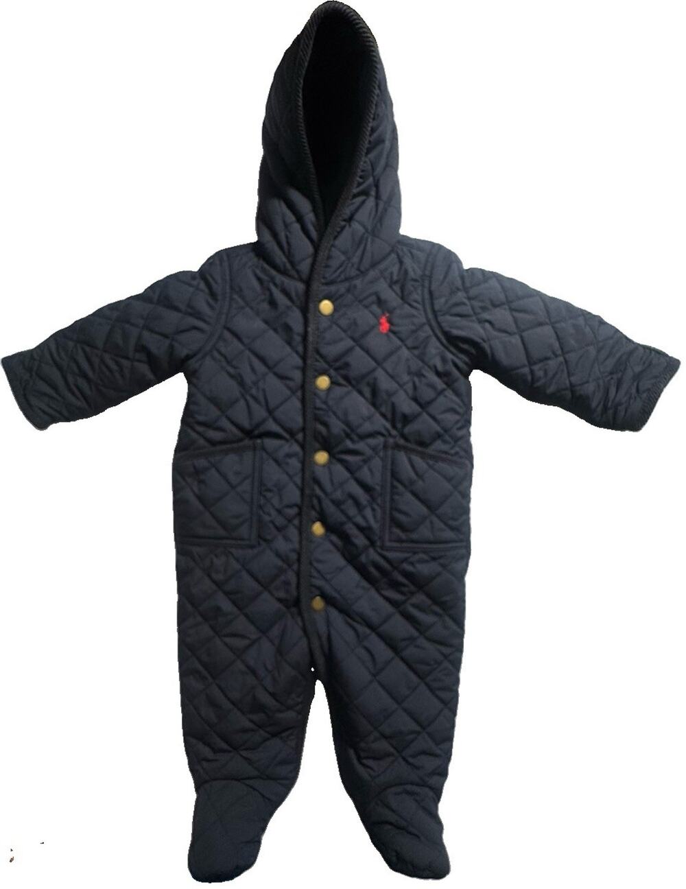 Polo Ralph Lauren Baby Navy Quilted Hooded Bunting Snowsuit One Piece 6M